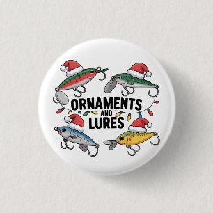 Ornamenten en Lokaas Grappige Kerstman Vissen Ronde Button 3,2 Cm