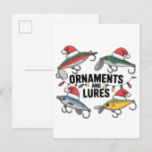 Ornamenten en Lokaas Grappige Kerstman Vissen  Uitnodiging Briefkaart (Voorkant / Achterkant)