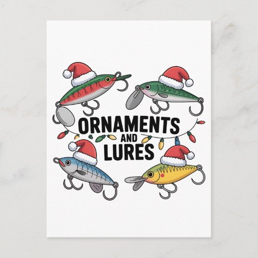 Ornamenten en Lokaas Grappige Kerstman Vissen  Uitnodiging Briefkaart (Voorkant)