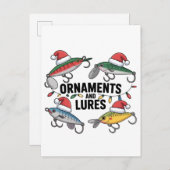 Ornamenten en lokken Grappige Kerstman Vist Uitnodiging Briefkaart (Voorkant / Achterkant)