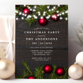 Ornamenten en Pine String Lights Kerstfeest Kaart