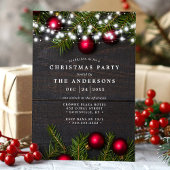 Ornamenten en Pine String Lights Kerstfeest Kaart