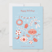 Ornamenten en sneeuw Moderne Prettige feestdagen Kaart (Voorkant)