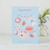 Ornamenten en sneeuw Moderne Prettige feestdagen Kaart (Staand voorkant)