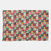 Ornamenten en sterren kerstcollage theedoek (Horizontaal)