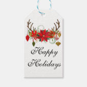 Ornamenten Floral Antlers Holiday Rustige Antlers Cadeaulabel (Voorkant)