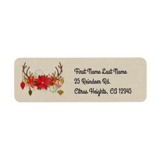 Ornamenten Floral Antlers Holiday Rustige Antlers Etiket (Voorkant)