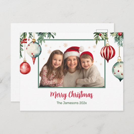  Ornamenten Foto Kerst Briefkaart (Voorkant / Achterkant)