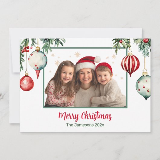 Ornamenten Foto Kerst Kaart (Voorkant)