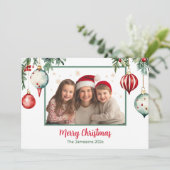 Ornamenten Foto Kerst Kaart (Staand voorkant)