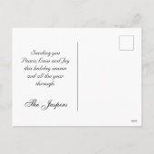 Ornamenten, Gold Script en ingelijste foto - Rood Feestdagenkaart (Achterkant)