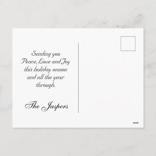 Ornamenten, Gold Script & ingelijste foto - Groen Feestdagenkaart (Achterkant)