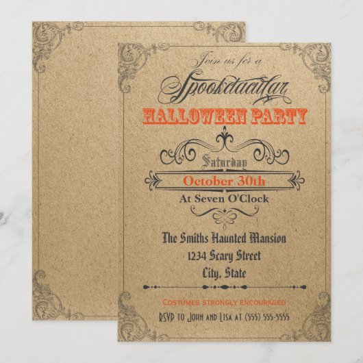 Ornamenten Halloween Uitnodiging (Voorkant / Achterkant)