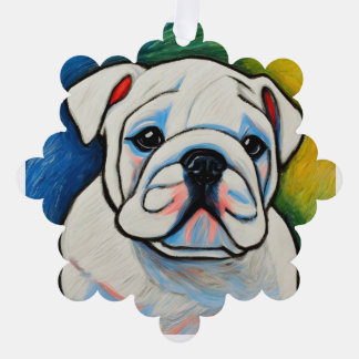 Ornamenten het hele jaar door witte bulldog puppy