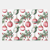  Ornamenten Holly Christmas Inpakpapier Vel (Voorkant)