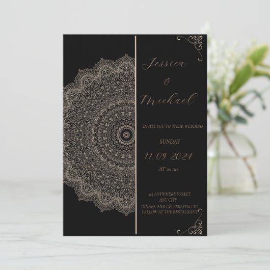 Ornamenten Huwelijksuitnodiging Kaart (Staand voorkant)