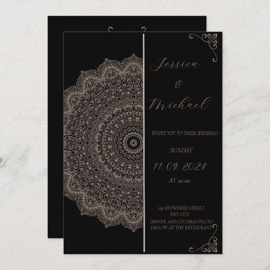 Ornamenten Huwelijksuitnodiging Kaart (Voorkant / Achterkant)