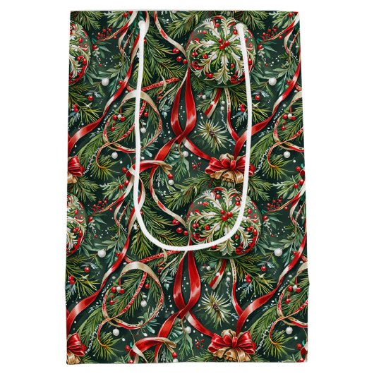 Ornamenten in het Tree & Satin lint Medium Cadeauzakje (Achterkant)