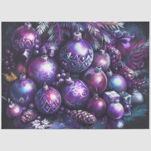 Ornamenten in tinten van Paarse krijt Tissuepapier (Voorkant)