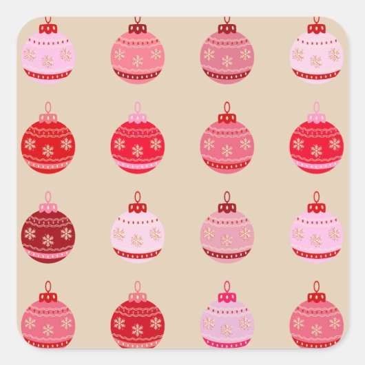  Ornamenten Kerst Vierkante Sticker (Voorkant)