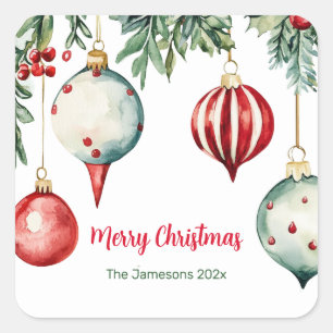  Ornamenten Kerst Vierkante Sticker