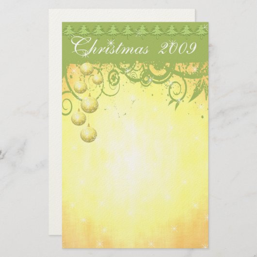 Ornamenten & kerstbomen op een rij Stationery Briefpapier (Voorkant / Achterkant)