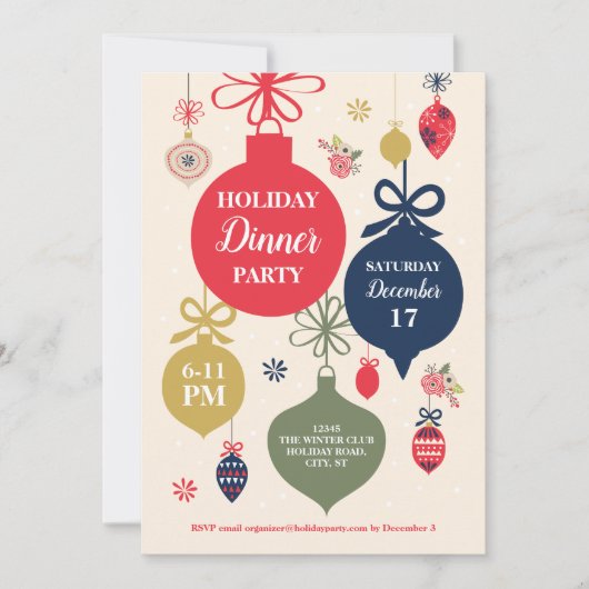 Ornamenten kerstfeest uitnodiging (Voorkant)