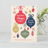 Ornamenten kerstfeest uitnodiging (Staand voorkant)