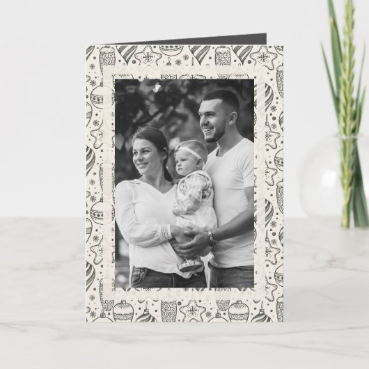  Ornamenten kerstfoto gevouwen Feestdagen Kaart (Voorkant)