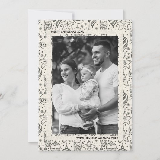  Ornamenten Kerstmis Feestdagenkaart (Voorkant)