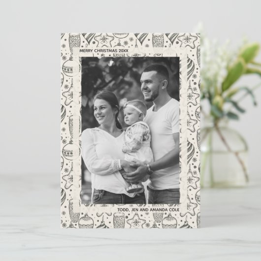  Ornamenten Kerstmis Feestdagenkaart (Staand voorkant)