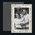 Ornamenten Kerstmis Feestdagenkaart<br><div class="desc">Vintage kerstboom ornamenten zwart en ivoor en uw groet en noemt het chic lettering onder uw favoriete foto. Selecteer Steen voor zwaarste papieren en high definition voor de beste afdrukkwaliteit. ***HORIZONTALE kaart voor u in onze winkel.</div>