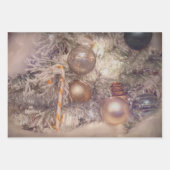 Ornamenten Kerstmis Gold White Holiday Tree Inpakpapier Vel (Voorkant 3)