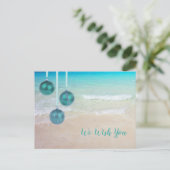 Ornamenten kerstmis met tropisch strand briefkaart (Staand voorkant)