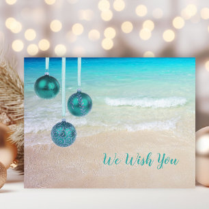 Ornamenten kerstmis met tropisch strand briefkaart