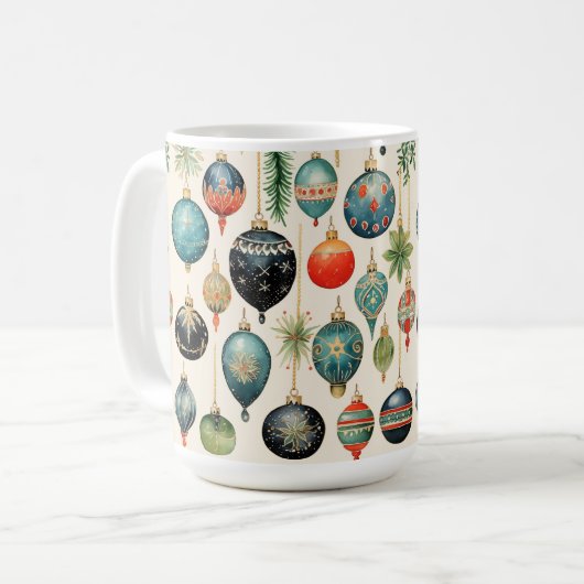  Ornamenten kerstvakantie Koffiemok (Voorkant links)