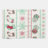 Ornamenten, kousen en sneeuwvlokken theedoek (Horizontaal)