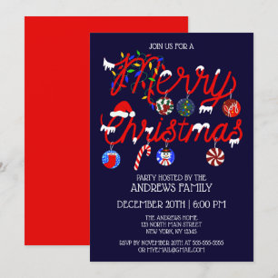 Ornamenten Lights Snowy Merry kerstparty Kaart