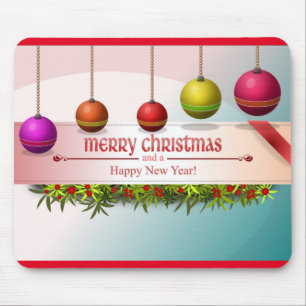 ornamenten "MERRY CHRISTMAS AND HAPPY NEW YEAR" Muismat