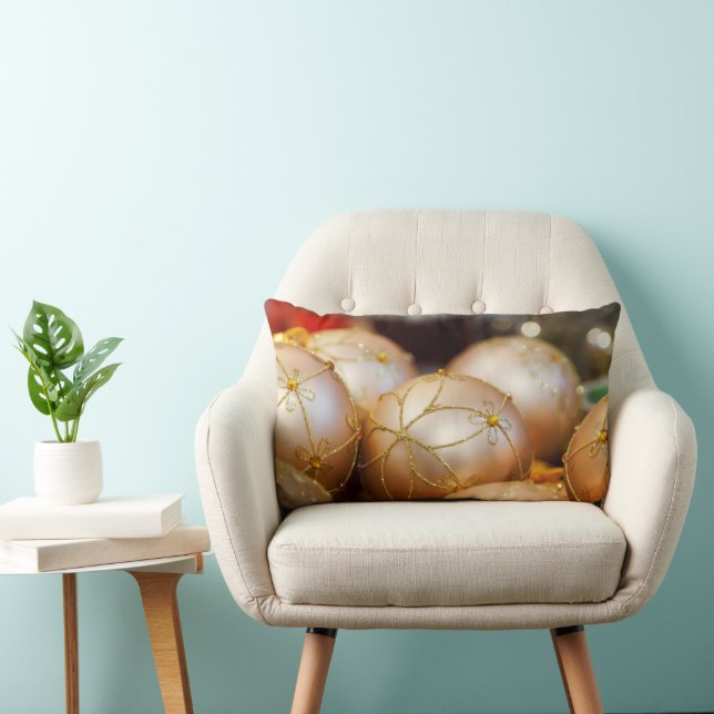 Ornamenten met goudbalkbedekking kussen (Stoel)