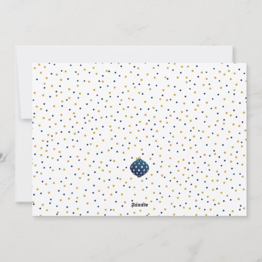 Ornamenten met gouden blauwe kerstbomen feestdagenkaart (Achterkant)