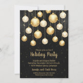 Ornamenten met gouden kerstbomen zwart kaart (Voorkant)