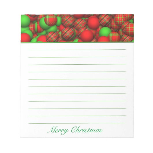 Ornamenten met kerstbomen in Tartan Pattern Notitieblok (Voorkant)