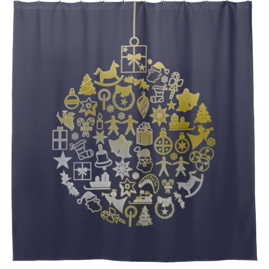 Ornamenten met kerstboombal en ideeën douchegordijn (Voorkant)