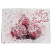  Ornamenten met prettige kerst en sneeuwvlokken Groot Cadeauzakje (Voorkant)