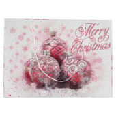  Ornamenten met prettige kerst en sneeuwvlokken Groot Cadeauzakje (Achterkant)