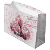  Ornamenten met prettige kerst en sneeuwvlokken Groot Cadeauzakje (Achterkant Gekanteld)