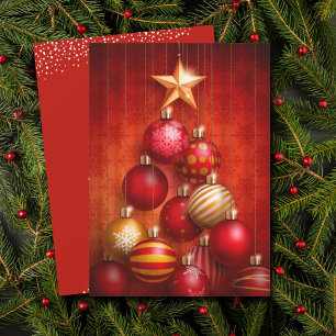 Ornamenten met rode kerstbomen feestdagenkaart