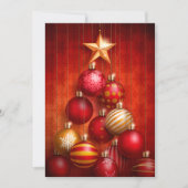 Ornamenten met rode kerstbomen feestdagenkaart (Voorkant)