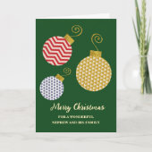 Ornamenten Nephew & Familie Vrolijk Kerstfeest Kaart (Voorkant)